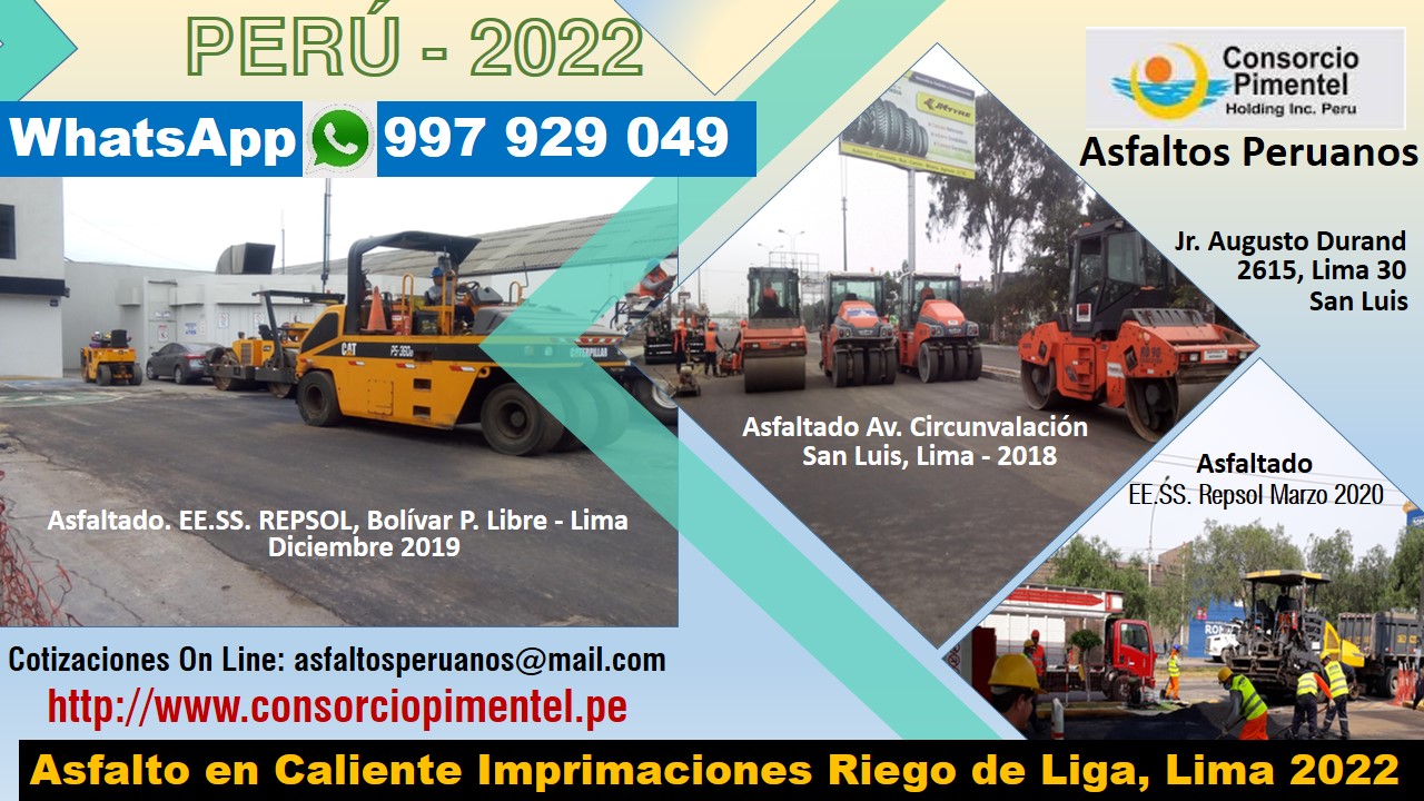 Precio x m2 colocación Asfalto en caliente RC 250 Imprimaciones MC 30 Perú 2023
